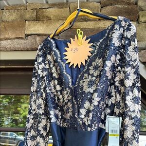 Cachet Navy and Cream Floral Lace Maxi Dress